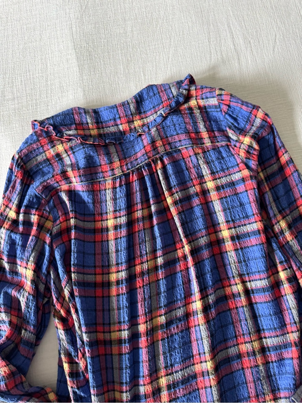 Pilcro Long Sleeve Blue Plaid Keira Blouse - Large - Picture 8 of 10